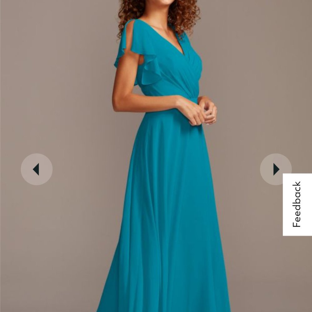 Size 6 long flutter sleeve chiffon dress - Oasis
